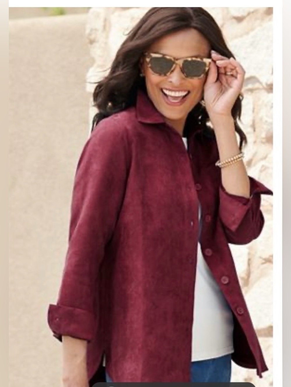Burgundy Suede Shirt/Jacket by Coldwater Creek